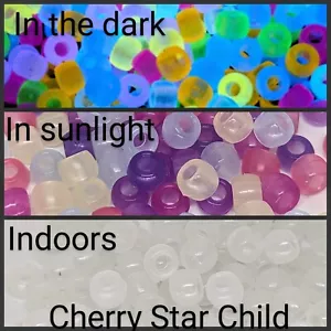 100 x acrylic round rainbow pony beads crafts Glow in the Dark 3 colour change T - Bild 1 von 4