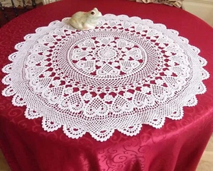 NAPPE CROCHET MAIN CREATION S RAISONNIER ARTISANAT FRANCAIS LES COEURS - Picture 1 of 7