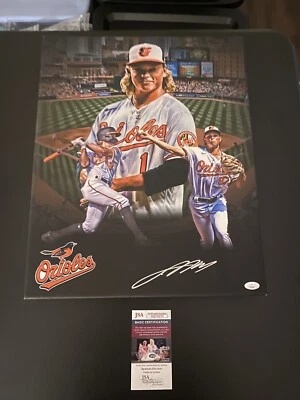 JACKSON HOLLIDAY SIGNED BALTIMORE ORIOLES 16x20 Canvas Autograph Jsa Coa Invest - Image 1 of 4
