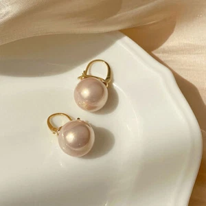 925 Sterling Silver Pearl Drop Gold Dangle Stud Hook Earrings Womens Girls Gift - Picture 1 of 10