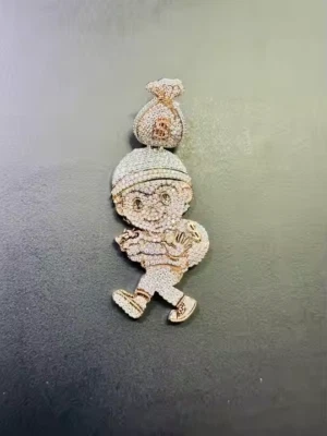 Мужской кулон из муассанита круглой огранки 2,80 карата желтое золото 14 карат серебро - Изображение 1 из 4