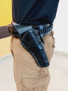 Western Gun Holster Genuine Leather Cowboy Revolvers Pistols, Vintage Style - Picture 1 of 11