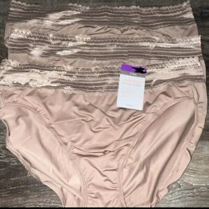 Warner's ~ Women's Hi-Cut Underwear Panties Polyester Blend 3-Pair Beige ~ L/7