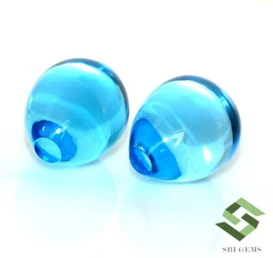 Par de lágrimas de topacio azul suizo natural 16x13 mm 49,73 CTS piedras preciosas sueltas - Imagen 1 de 7