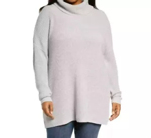 Halogen Oversized Turtleneck Tunic Sweater Gray Light Heather Size: 3X NWT - Picture 1 of 6