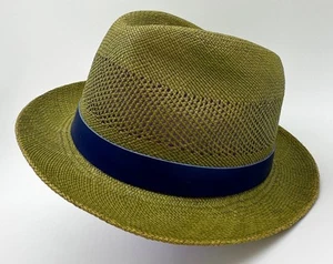 PAUL SMITH LIGHTWEIGHT FADED GREEN STRAW HAT FEDORA SZ- M/L NWT made in ENGLAND - Picture 1 of 19