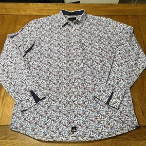 Simon Carter Men’s Size L Slim Fit Shirt Floral Print Long Sleeve - Picture 1 of 10