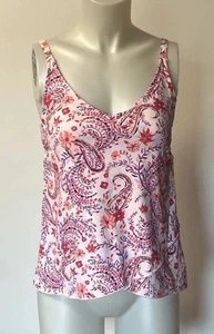 Lands’ End Tankini swim swimsuit Top Pink Wood Lily Multi Paisley Sz reg XS - Picture 1 of 16