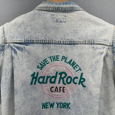 Chaqueta vaquera Hard Rock Café New York años 90 lavado ácido Save The Planet Foto 1 de 4
