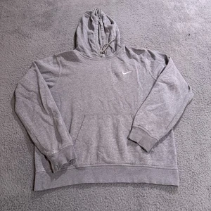 Nike Sweater Mens Large Gray Hoodie Sweatshirt Club Fleece Pullover Swoosh - Picture 1 of 11