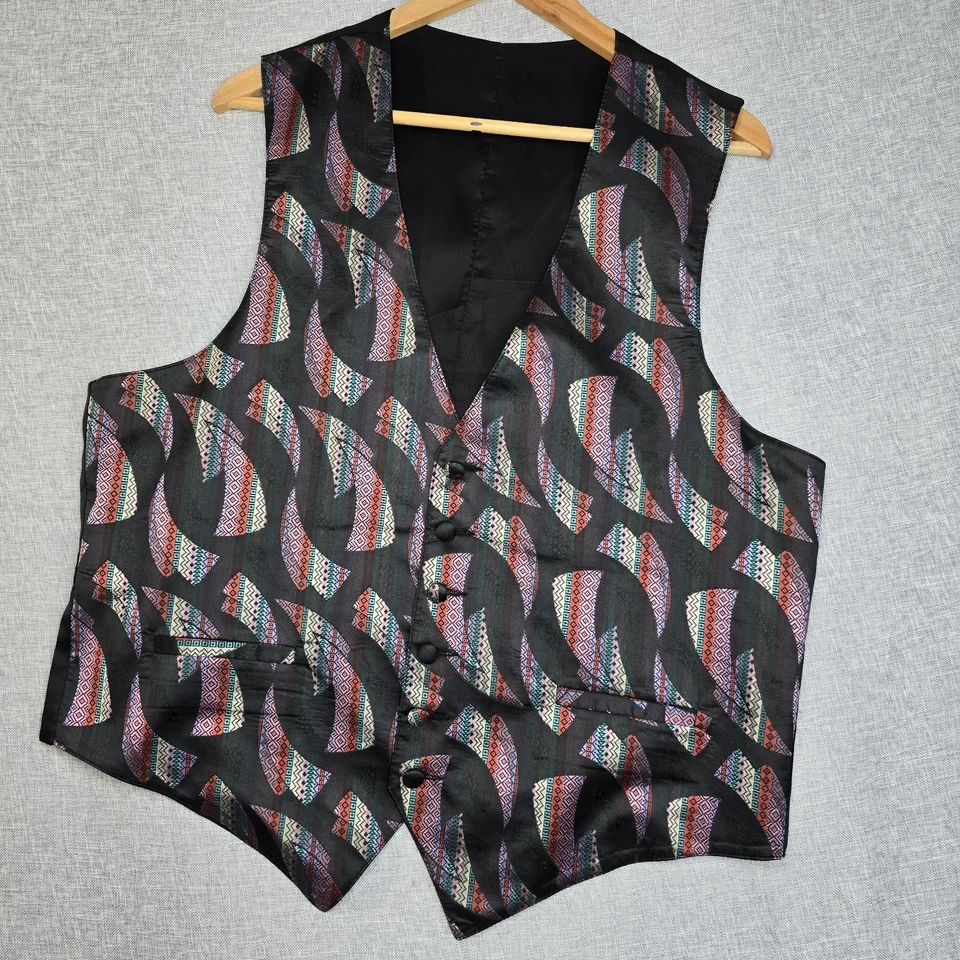 Chaleco de Seda Hombres GRANDE Brocado Boho Bolsillos Elegante De Colección Y2k Colorido  Foto 1 de 4