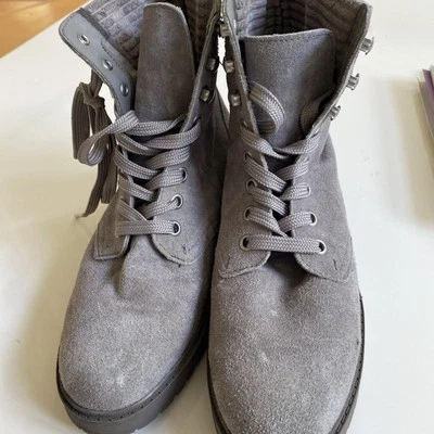 Splendid Sadie Women's Suede Almond Toe Combat & Lace-up Boots Grey Size 6.5M - Image 1 of 4