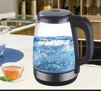 Tetera eléctrica azul 2,1 cuartos (2L) luz LED de ebullición rápida, sin BPA Foto 1 de 4