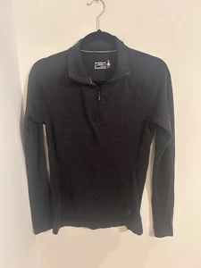 Smartwool 1/4 Zip Merino Wool 250 Thermal Base Layer Black Size Medium - Picture 1 of 7