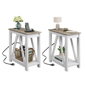 WLIVE End Tables Living Room Set of 2 with Charging Station, Sofa Side Tables... - Picture 1 of 7