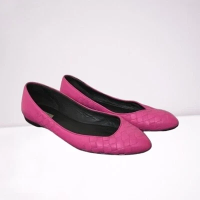 Barbie Bottega Veneta de cuero rosa punta plana Foto 1 de 4