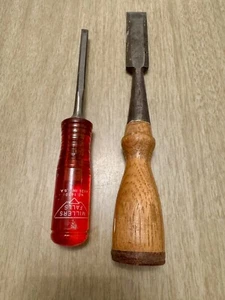 2 Vintage Chisels, Miller Falls 1/4", Eclipse 3/4" Bevel Edge, Woodworking - Picture 1 of 6