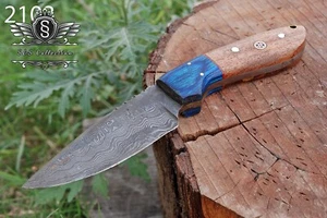 Custom Handmade Damascus Steel Skinner Knife With Premium Leather Cover, Gift - Bild 1 von 5