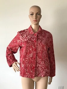 Coldwater Creek Red Paisley Floral Cotton Jacket Coat Made In USA Button Down PM - Bild 1 von 12