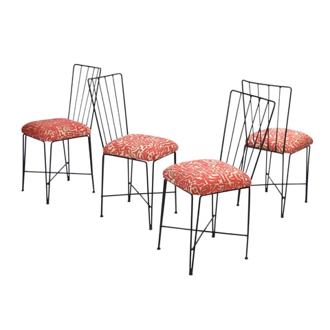 Set of Four Steel Mid-Century Modern Dining Chairs Cover