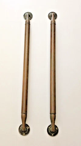 RARE PAIR Antique Art Deco 26 1/2" Bronze Door Pulls Push Bar XLNT COND / PATINA Cover