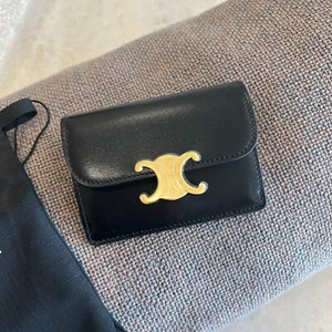 Celine Card Holder with Flap in Shiny Calfskin Black / 100% Authentic / - Picture 1 of 12