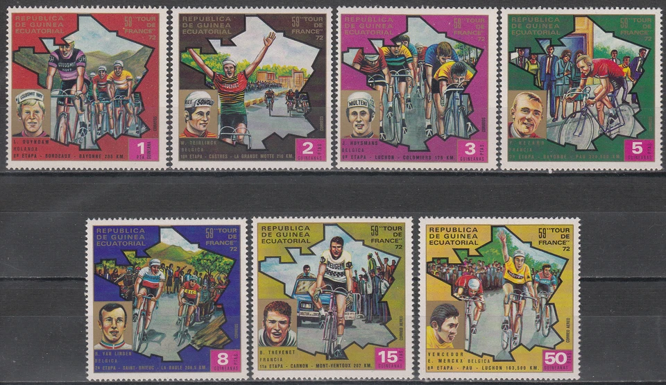 W EQUATORIAL GUINEA 0259A-265A CYCLING TOUR DE FRANCE PERFORATED SET - Image 1 of 1