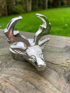 Reindeer Stag Xmas Candle Holder Silver Metal Tealight Holder Table Decor Deer - Picture 1 of 2