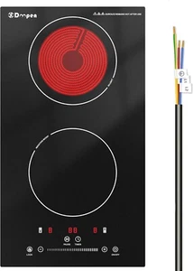 2 Burners Electric Cooktop Stove Top Slide Touch Control 220V Hard Wire - Picture 1 of 9