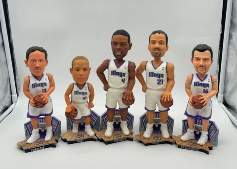 6 x 2002 NBA Kings bobblehead Divac+Webber+Bibby+Stojakovic+Christie+Jackson Cover