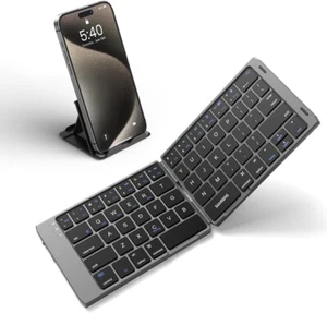 Samsers Foldable Bluetooth Keyboard w/ Phone Stand, Portable, Rechargeable - NIB - Picture 1 of 8