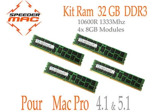  Mémoire 32 GB (4x 8GB) DDR3 ECC 1333MHz Mac Pro 2009 2010 2012 4.1 5.1 RAM - Imagen 1 de 1