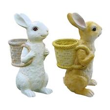 Ornamento da esterno in resina per vaso da fiori con statua del coniglietto