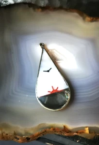 Anhänger Alpacca Tropfen Perlmutt Abalone inlay Bild 5cm zauberhaft gemacht - Bild 1 von 6