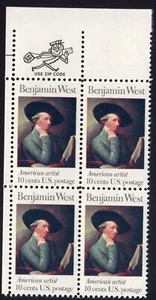 Scott #1553 Benjamin West Zip Block of 4 Stamps - MNH - Picture 1 of 1