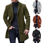 UK Mens Winter Warm Formal Trench Coat Long Jacket Smart Work Outwear Overcoat