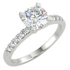 1 Ct Round Cut VS2/E Solitaire Pave Diamond Engagement Ring 14K White Gold