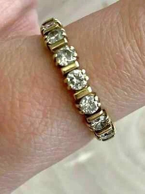 2Ct Round Natural Moissanite Women's Band Wedding Ring 14K Yellow Gold Plated - Image 1 of 4