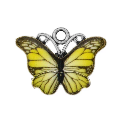 10 piezas Dijes Colgantes Mariposas Hermosas Esmalte Metal Plata a Granel 17x14mm Foto 1 de 4