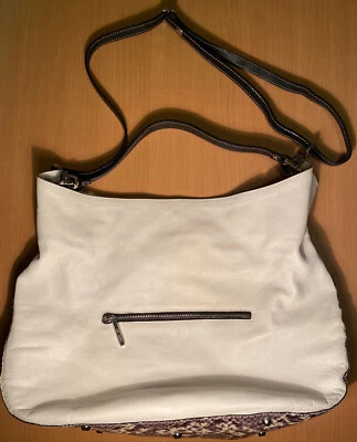 ARCADIA Italy White Genuine Leather Satchel Handbag Python - Photo 1/3