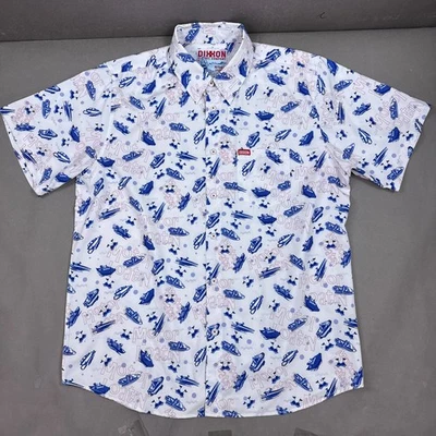 Camisa de Franela Dixxon Hombres XL Blanca Motor Barco Surf Playa Pesca Agua Esquí Lago Foto 1 de 4