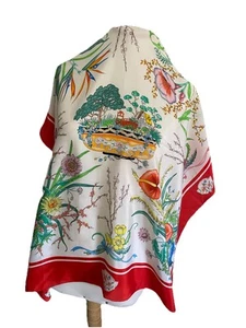 S41# Gucci Silk Scarf V. Accornero - Vintage Floral Vase Print - Italy Rare - Picture 1 of 9