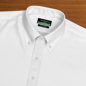 Herren formell Büro weiß Streifen Hochzeit Hemd Button Down Oxford spitzer Kragen - Bild 1 von 8