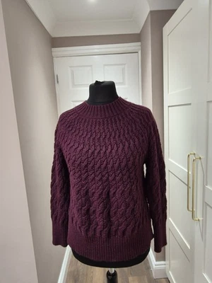 White Stuff Burgundy Med Knitted Jumper Uk12 Woolblend Winter Layering - Image 1 of 4