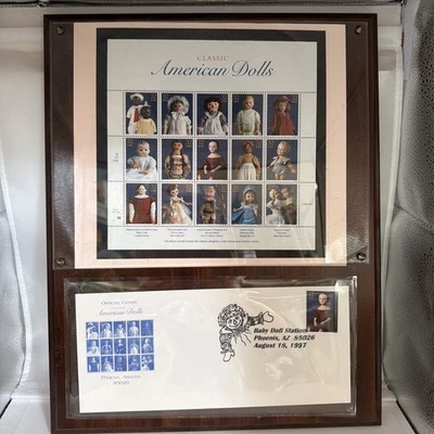1997 USPS CLASSIC AMERICAN DOLLS STAMPS FIRST DAY OF ISSUE CEREMONY FRAMED  - Image 1 of 4