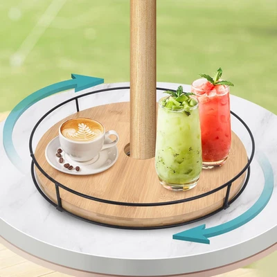 12" Lazy Susan con orificio para sombrilla para mesa de patio exterior - Hierro giratorio 360° T Foto 1 de 4