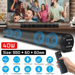 40W TV Sound Bar Wired Wireless Bluetooth Home Surround SoundBar for PC Theater - Picture 1 of 12