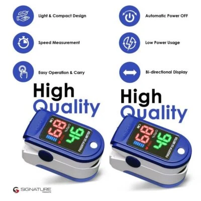 2 PCS USA LED Finger tip Pulse Oximeter Blood Oxygen SpO2 Monitor w/ Batt&Lanyar - Image 1 of 3