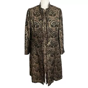 Vintage I. Magnin 2 Piece Set Metallic Brocade Floral Coat  Sheath Dress Size 12 - Picture 1 of 17