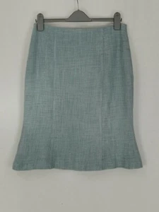 Hobbs Trumpet Fishtail Hem Knee Length Skirt Size 12 Powder Blue Tweed Lined - Picture 1 of 11